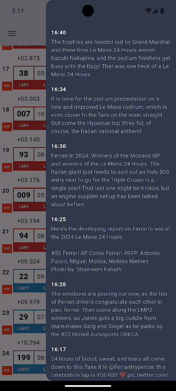 Le Mans 24H 2025 Live Timing screenshot 3