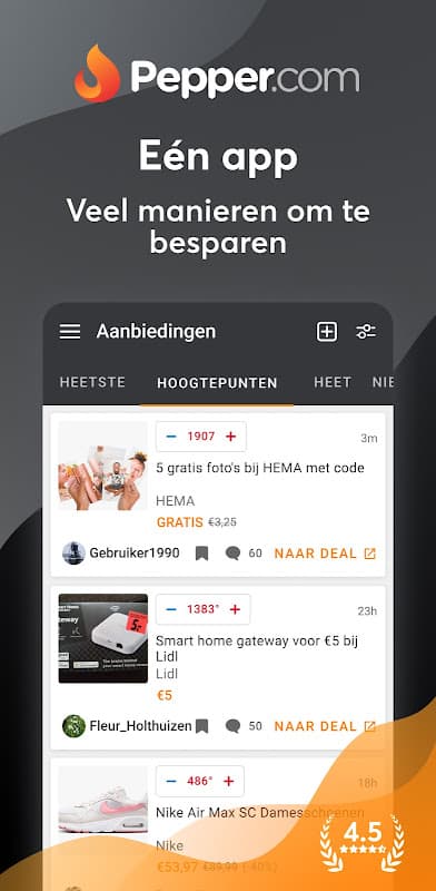 Pepper.com: Kortingscodes, deals, aanbiedingen screenshot 1