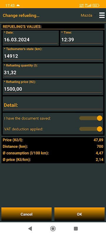 Jimys Fuel+Costs+LogBook screenshot 5