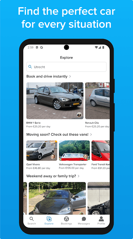 SnappCar - Car sharing & vans screenshot 2