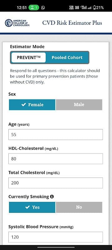 ASCVD Risk Estimator Plus screenshot 1