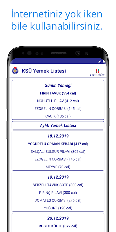 KSÜ Yemek Listesi(İnternetsiz) screenshot 3