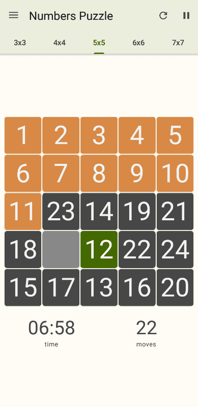 15 Number puzzle sliding game screenshot 4