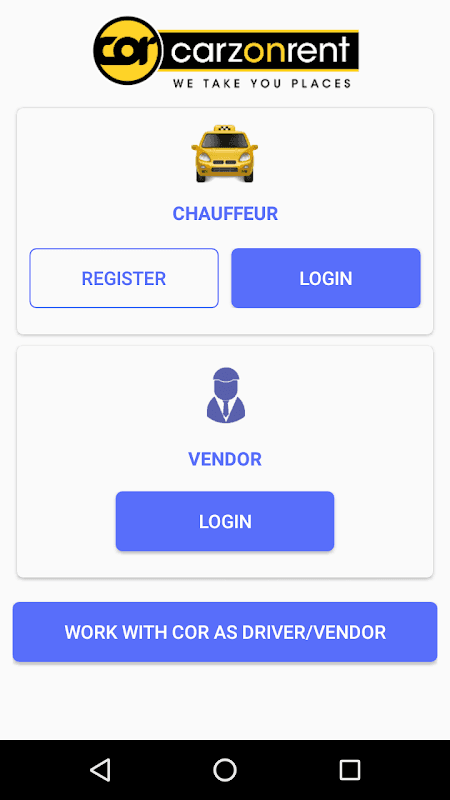 COR- Chauffeur and Vendor App screenshot 1