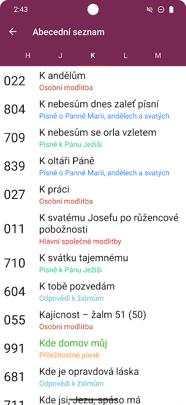 Kancionál screenshot 2