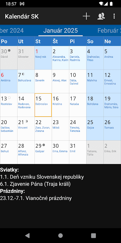 Kalendár SK screenshot 1