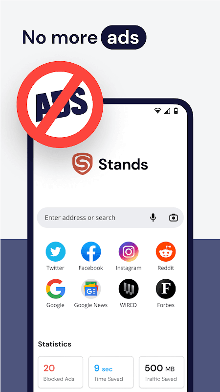 Ad blocker browser for Android screenshot 1