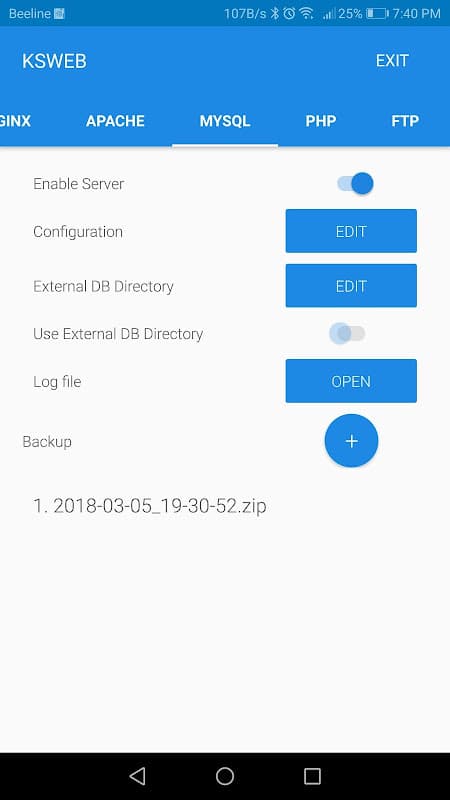 KSWEB: server + PHP + MySQL screenshot 3