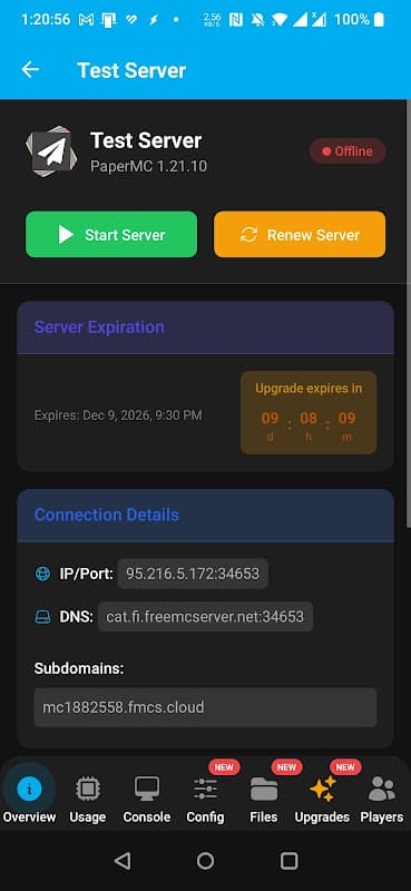 FreeMcServer.net screenshot 3