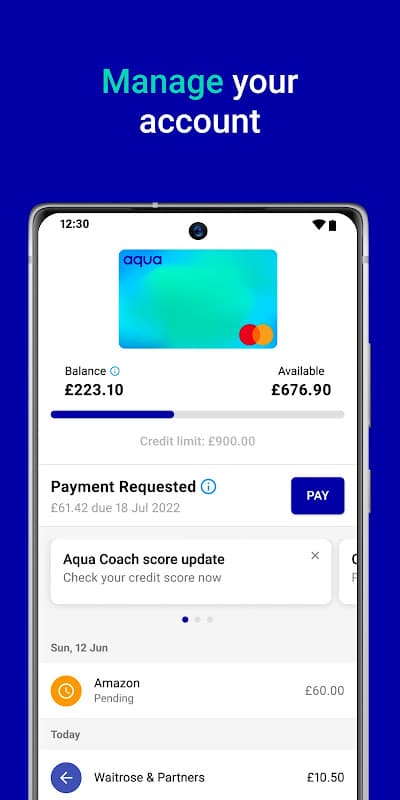 Aqua credit card screenshot 2