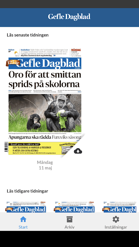 Gefle Dagblad e-tidning screenshot 1
