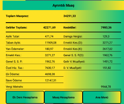 Maaş ve Ek Ders Hesaplama 2024 screenshot 5