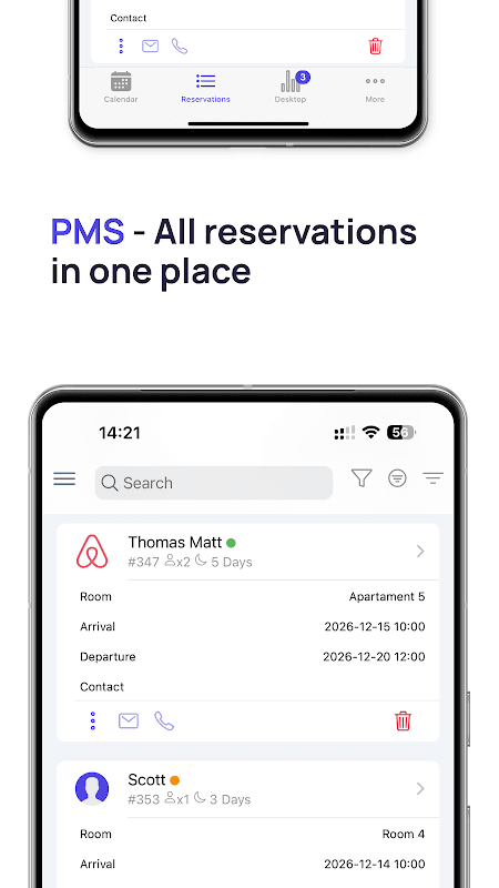 mobile-calendar hotel manager screenshot 3