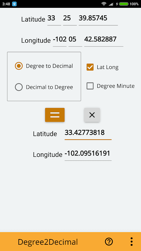 Degree & Decimal Converter screenshot 2