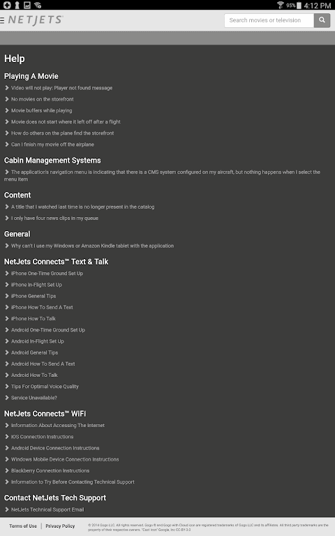 NetJets IFE screenshot 3