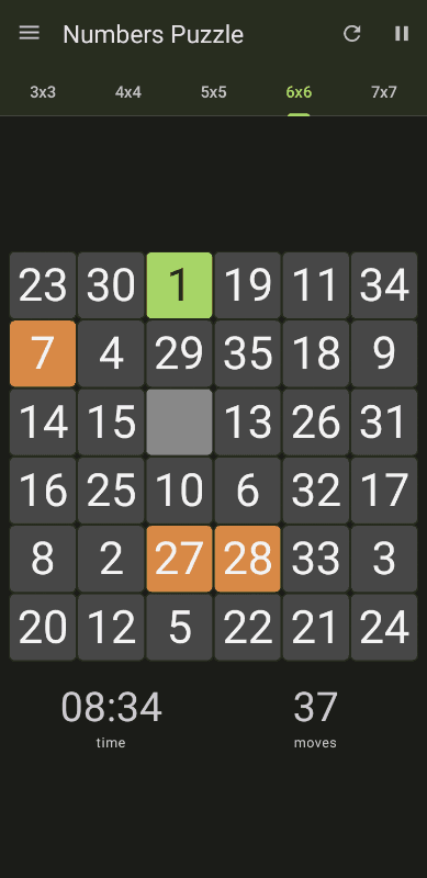 15 Number puzzle sliding game screenshot 2