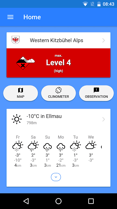 SnowSafe - Avalanche Forecasts screenshot 1