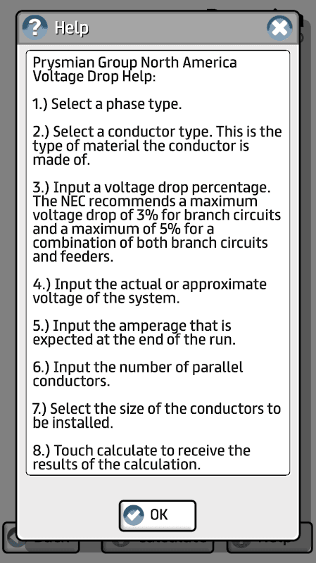Prysmian Group Voltage Drop screenshot 5