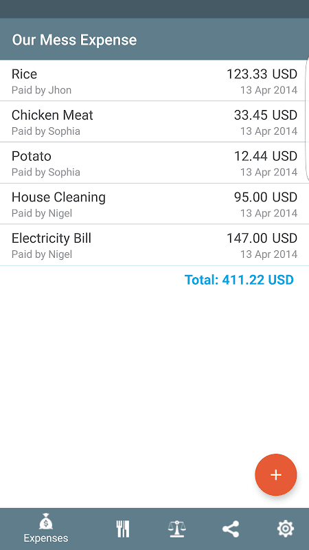 MessXpense - track meals screenshot 2