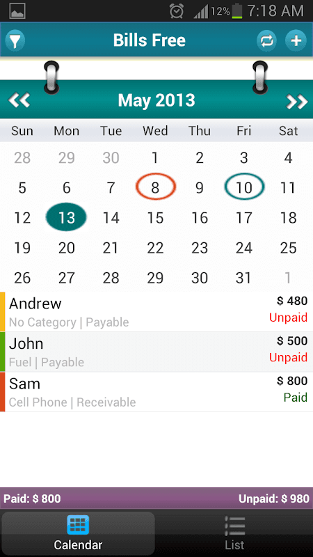 Bills - Expense Tracker Remind screenshot 2