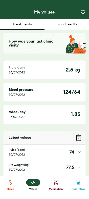 Diaverum d.CARE patient app screenshot 2
