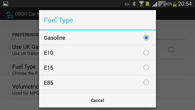 OBDII Car MPG Demo (Gasoline) screenshot 4