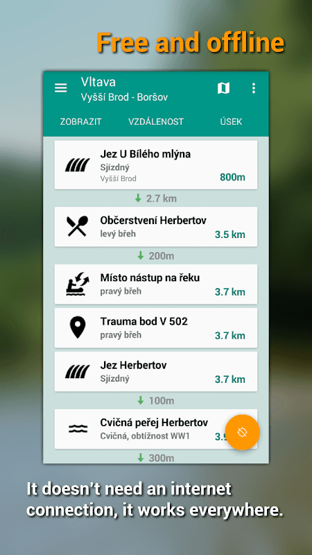 Canoeing navigation screenshot 2