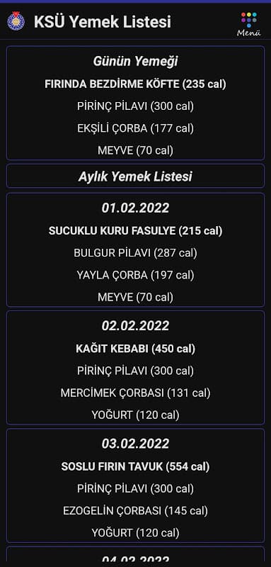 KSÜ Yemek Listesi(İnternetsiz) screenshot 5