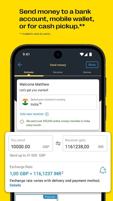 Western Union Money Transfer screenshot 2