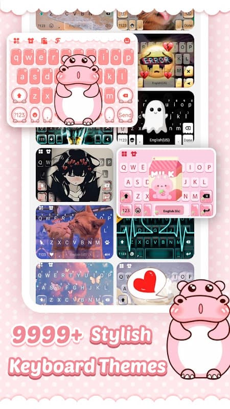 Pink Cute Hippo Themes screenshot 1