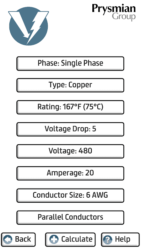 Prysmian Group Voltage Drop screenshot 3