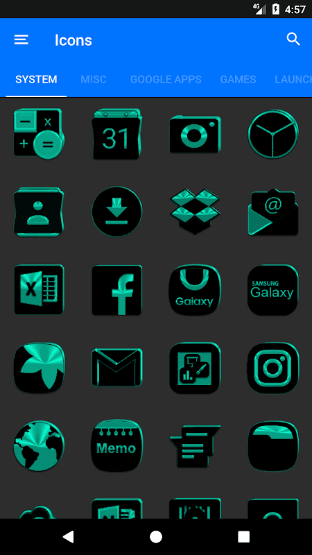 Black and Teal Icon Pack v3.1 screenshot 6