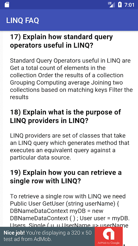LINQ FAQ screenshot 1