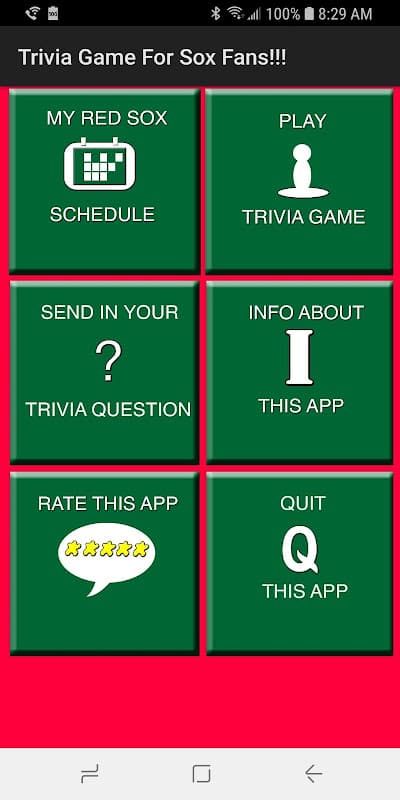 Trivia & Schedule Red Sox Fans screenshot 1