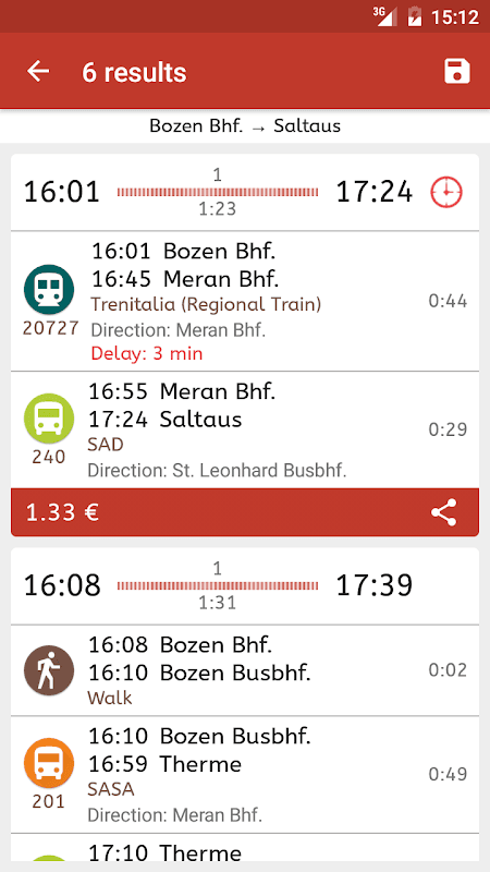 Timetable South Tyrol screenshot 3