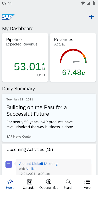 SAP Cloud for Customer screenshot 1