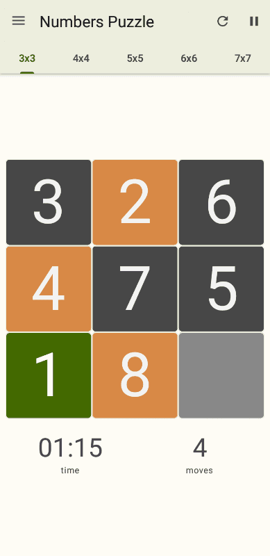 15 Number puzzle sliding game screenshot 3