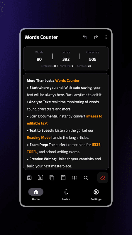 Words Counter: Text editor screenshot 1