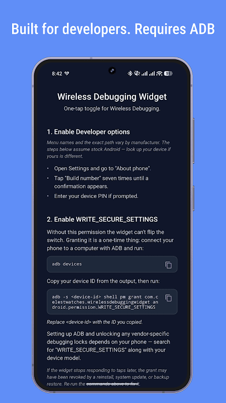 Widget de Depuração Sem Fio screenshot 2