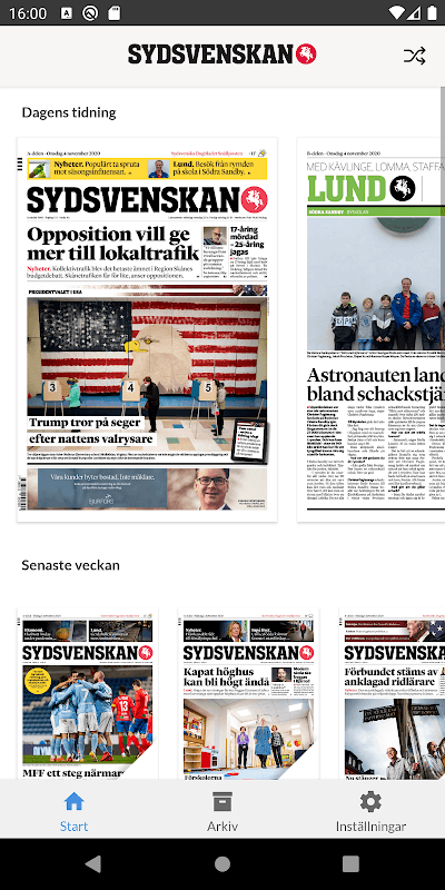 Sydsvenskan E-tidning screenshot 1