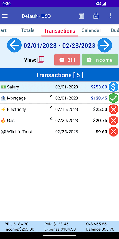 MoBill Budget and Reminder screenshot 1