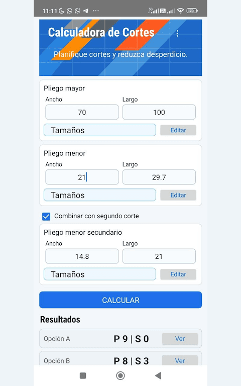 Calculadora de cortes screenshot 4