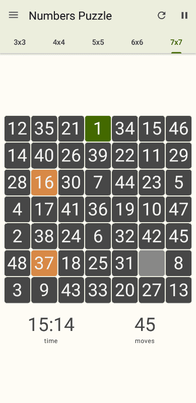 15 Number puzzle sliding game screenshot 5