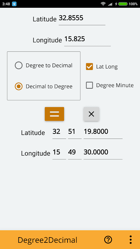 Degree & Decimal Converter screenshot 1