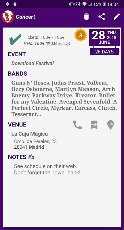 Concerts Agenda screenshot 2