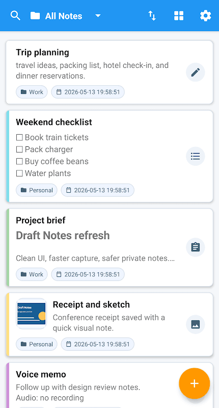 Draft Notes - Bloc de Notas screenshot 1