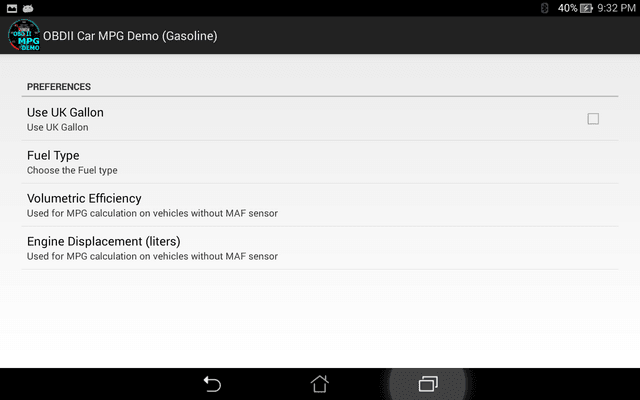 OBDII Car MPG Demo (Gasoline) screenshot 5