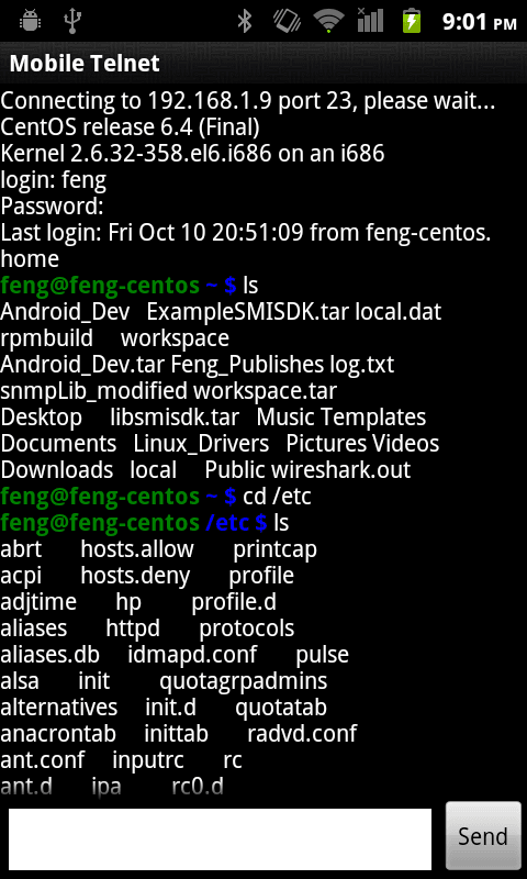Mobile Telnet screenshot 1