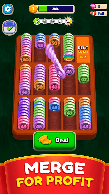 Pocket Sort: Coin Merge Puzzle screenshot 1