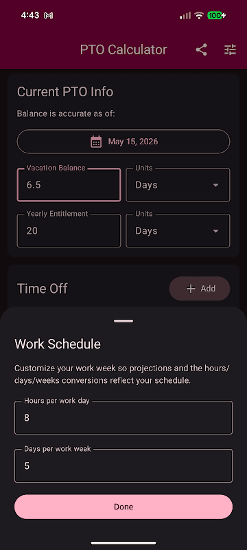 PTO Calculator – Time Off Days screenshot 4